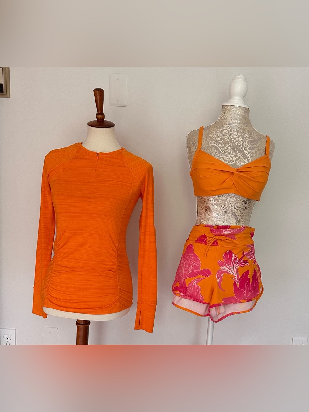 Athleta Orange 3—Piece Swim Wear Set (Sizes S, XS and 34B/C)